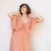 Vintage 1960s Dress - Float On - Emma Domb Deadstock Designer Plus Size Peach Chiffon Floor Length Evening Gown