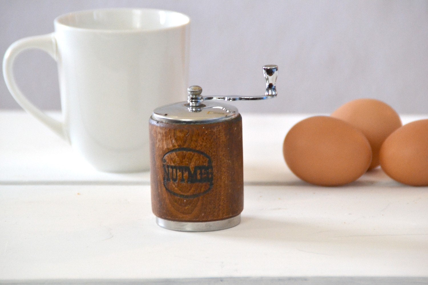 Vintage wood nutmeg grinder by S. by HobnailandBark on Etsy