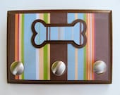 Leash Hanger, Multicolor Stripes with Dog Bone Accent