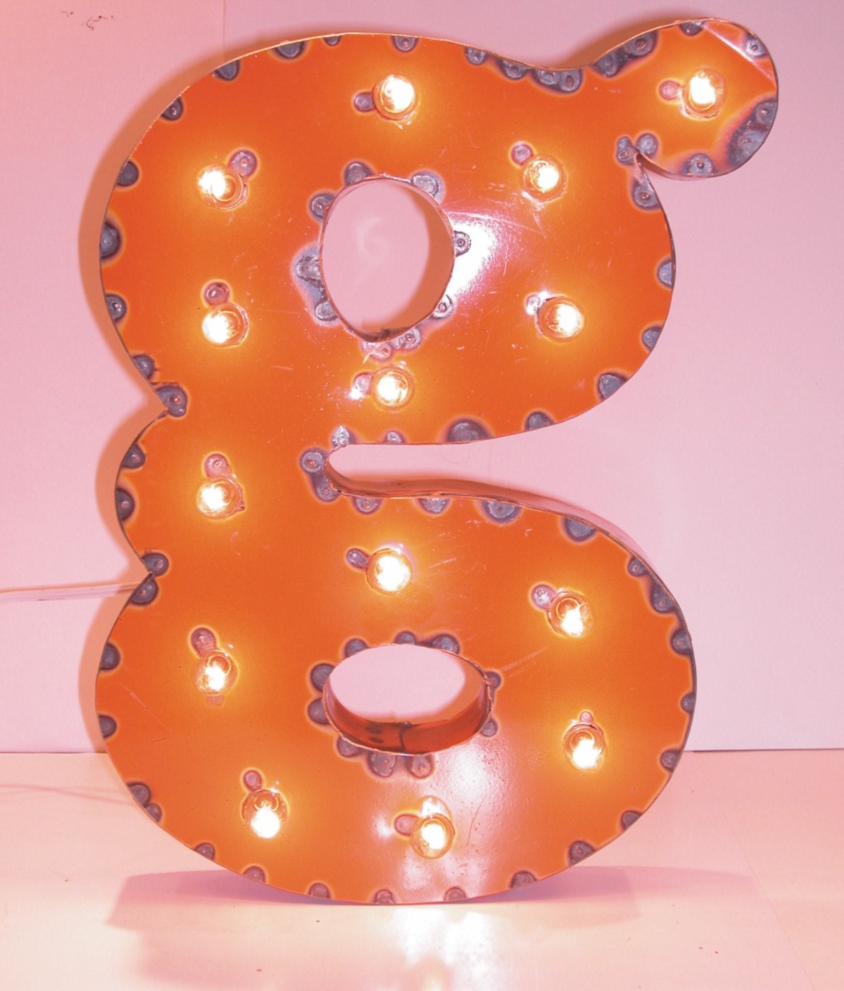 Orange g Vintage Industrial Metal Sign Letters & Lights