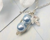 Peas In A Pod Precious Boys Silver Pendant Necklace With Vine and Swarovski Pearls. Ideal For Brides, Bridesmaids, Family, Friends Or Moms