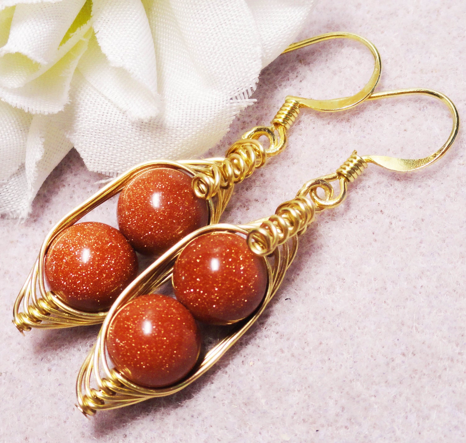 Two Peas In A Pod Gold  Gemstone Earrings Sun Stone Earrings Ideal For Friends Family Or Mums