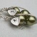 Best Friends or Twins Peas in a Pod with Personalized Heart Silver Pendant Necklace- Set of 2- You Choose the Initial