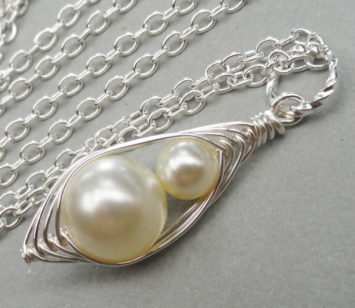 Mother And Child Pendant Swarovski Pearls Sterling Silver