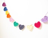 Crochet Hearts Garland - 14 hearts