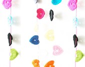 Crochet Hearts Garland S - 9 hearts