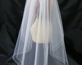 Swarovski Crystal Rhinestone Silver Trim 26 Inch Long Elbow Length Double Layer Veil
