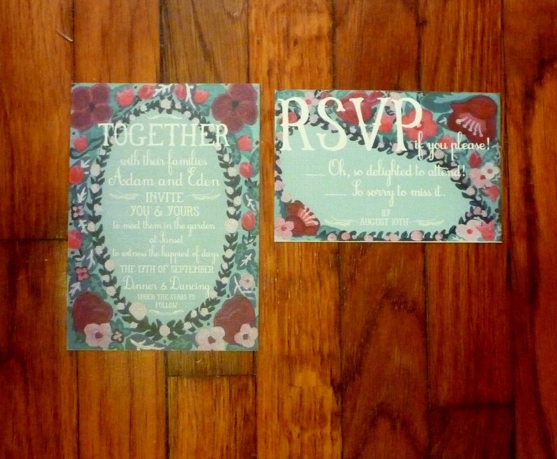 Garden of Eden Folk Art Custom Invitation Suite