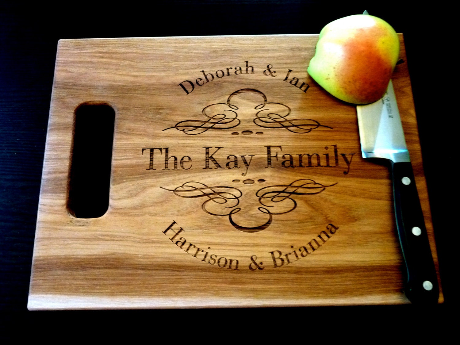 Personalized Cutting Board - Custom Engraved & Monogrammed - White Oak 9" x 12" with handle