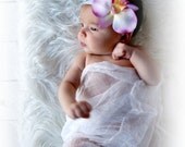 1 elegant pink orchid couture newborn photo prop headband FREE SHIPPING