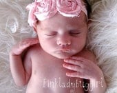 1 elegant pink couture satin and birdcage newborn photo prop headband FREE SHIPPING