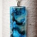 Blue Alcohol Ink Art Glass Pendant