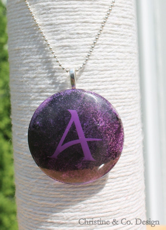 Painted Monogram Round Glass Pendant