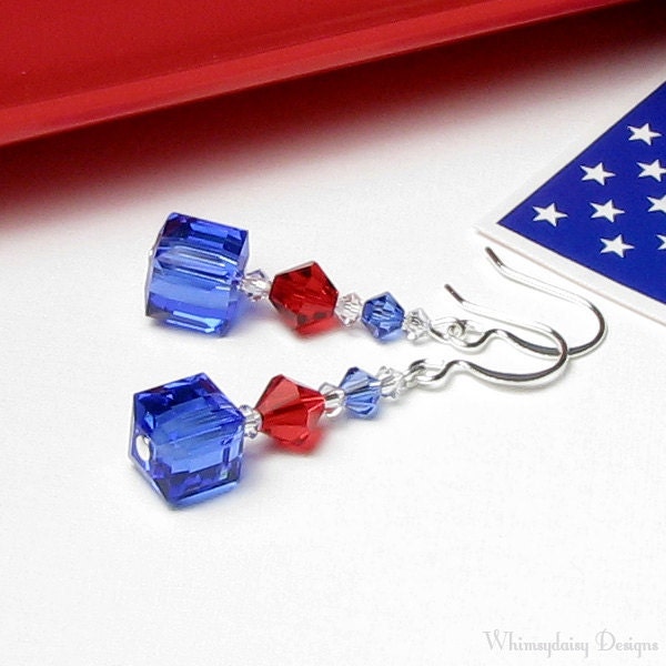 Star Spangled Red White & Blue Crystal Earrings
