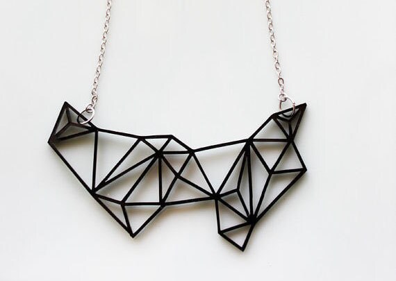 Geometric Necklace - Prism & Triangles Minimalist Necklace in Black