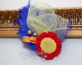 newborn, infant, baby, toddler, girl, children headband, modern and stylish royal blue feather headband
