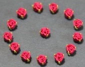 4pc-Rose-Rose Red-Polymer Clay DIY Flowers for Earring Pendant Ring 8mm
