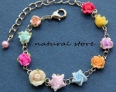 Fashion Wild - Colorful Flowers  Polymer Clay  Bracelet