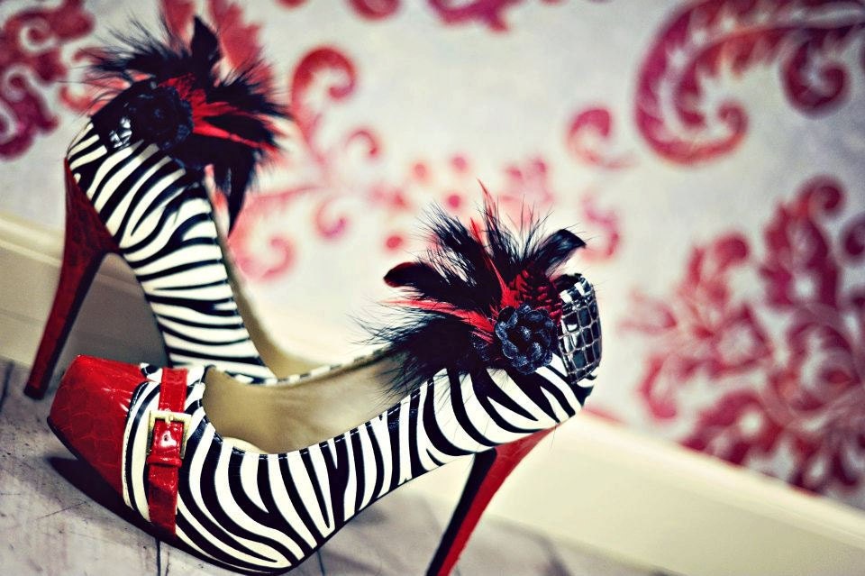 Leona -- Black & Red Velvet shoe clips -- many other colors available