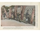 1912 Burden Bearers Japan, Native Ambulance, A drug store,  Antique Photo Print, Scenes From Every Land