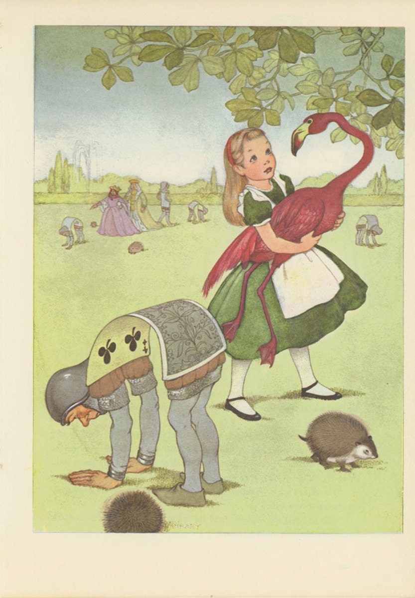 Little Alice Croquet Game Flamingo Hedgehog Alice's by KingPaper