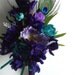 Purple Peacock Bridal Bouquets 10 Piece Package Silk Wedding Flowers Purple Teal feather bokay, bridesmaids, boutonnieres