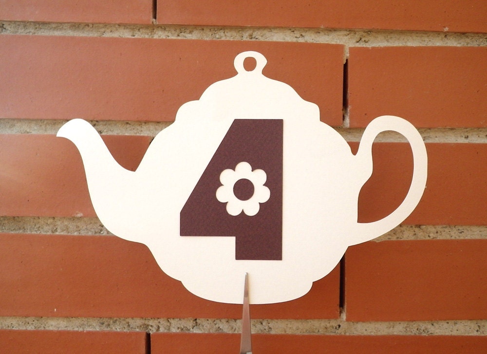 Table Numbers, Tea Time, Tea Pot, Cutout, Scrapbook, Papercut by Mama Tita Il_170x135