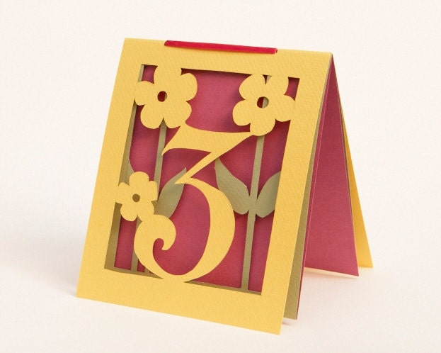 10 Table Numbers & Guest Books, Flowers, Cutout, Scrapbook, Papercut by Mama Tita