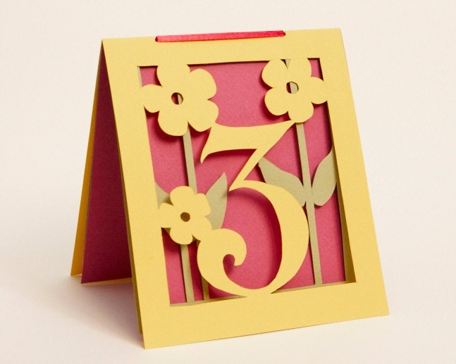 10 Table Numbers & Guest Books, Flowers, Cutout, Scrapbook, Papercut by Mama Tita