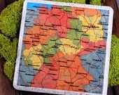 Custom Map Coasters Natural Stone