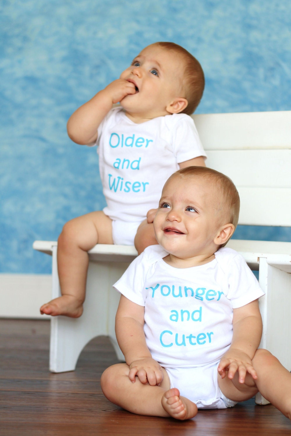 Older and Wiser - Younger and Cuter.. Set of TWIN Onesies or Toddler Tees - Your Color Choice