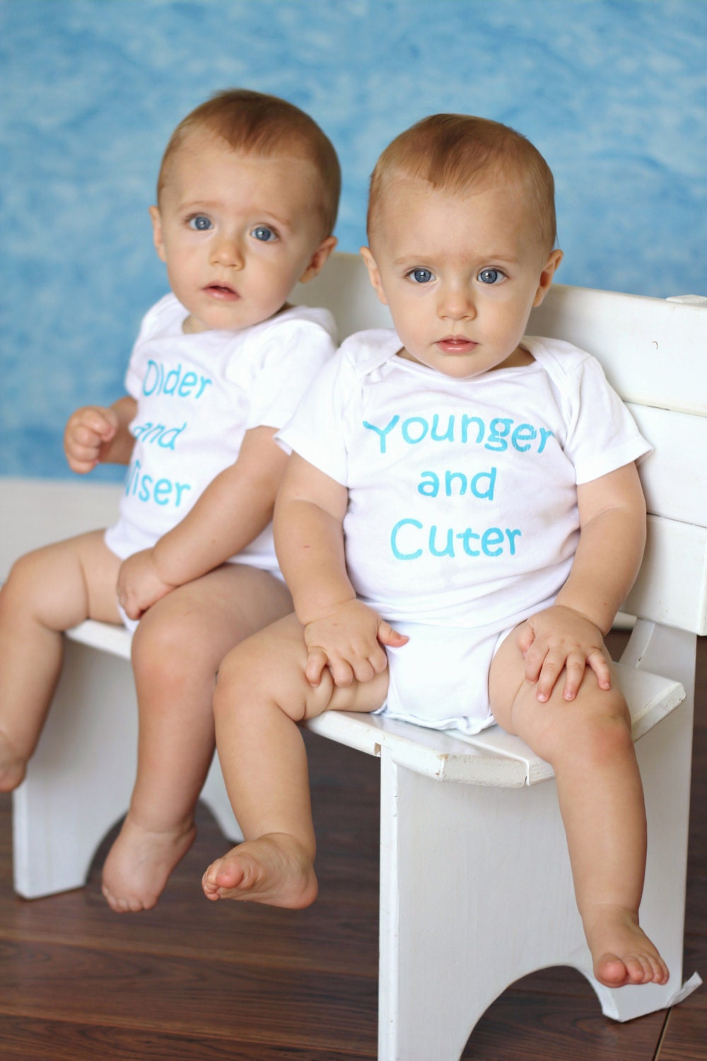 Older and Wiser - Younger and Cuter.. Set of TWIN Onesies or Toddler Tees - Your Color Choice