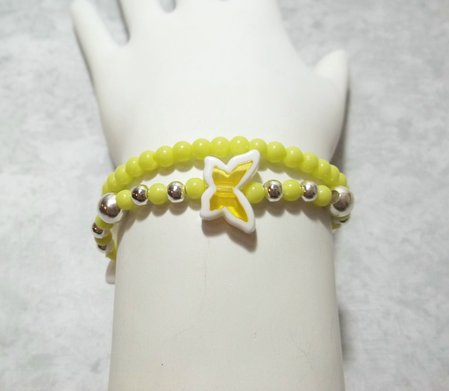 Little Girls Shades of Spring Butterfly Bracelets - Yellow - Free Shipping