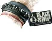 Black Bike Chain Snap Bracelet: Vegan Rubber Faux Leather Bike Tube Heavy Duty