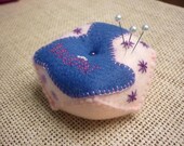 Hand Embroidered "Meow" Felt Pin Cushion