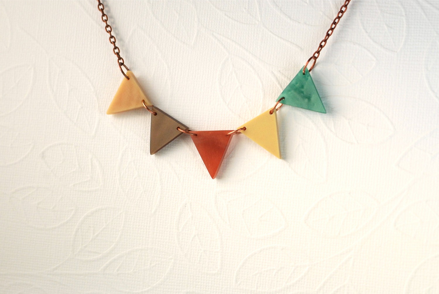 Autumn Beauty Geometric Triangle Bunting Necklace