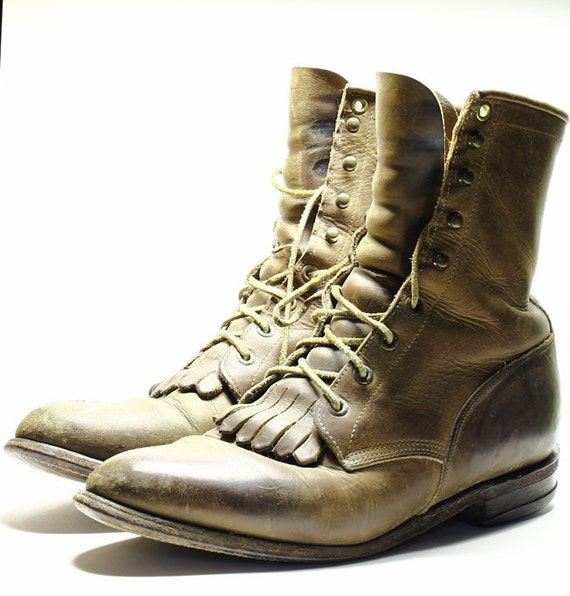justin lace up ropers mens