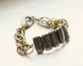 Pyrite and Vintage Link Bracelet