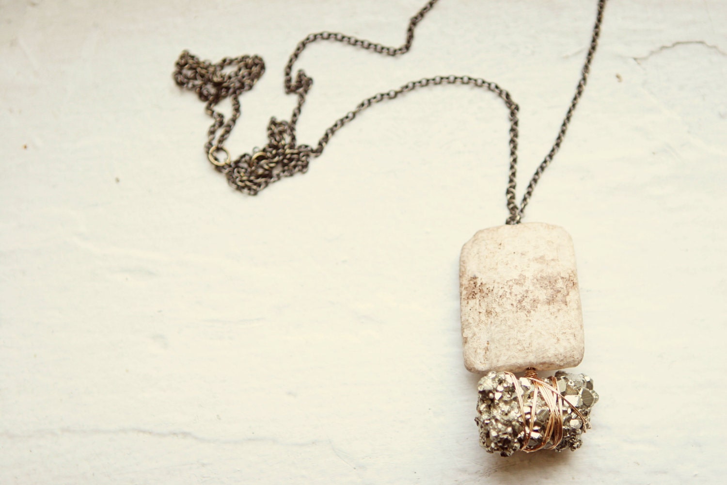 Hippopotamus Tooth and Pyrite Necklace