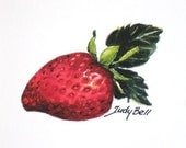 Strawberry Fruit Small Print Watercolor Painting