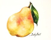 Pear - Golden Yellow Fruit Print Of Watercolor Painting