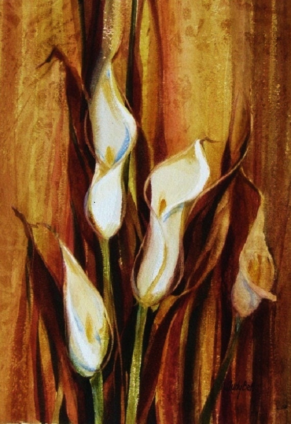 Calla Lilies Watercolor Painting Original