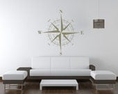 Compass Rose Nautical Vinyl Wall Decal 36"