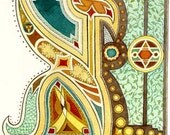 Aleph - Illuminated Hebrew Letter -  Judaica Jewish Art Signed Print by Adam Rhine