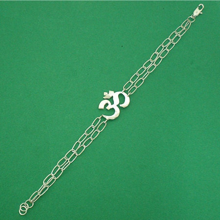 OM Silver Charm Bracelet OHM AUM Yoga Hindu Chakra Meditation
