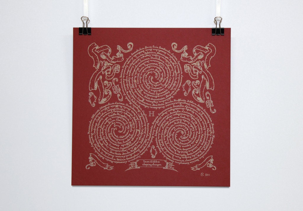 Scrolls & Spells - Wizard inspired art -Gryffindor