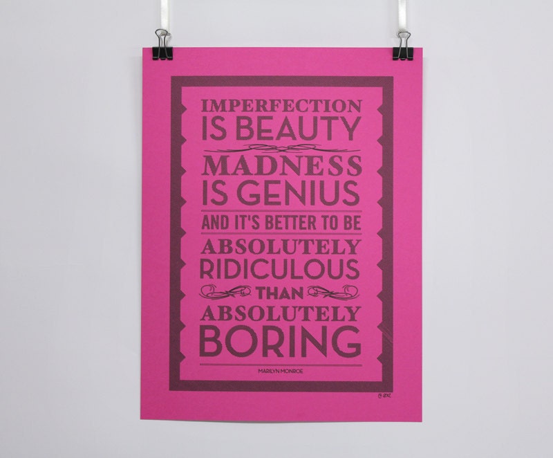Imperfection is Beauty - Marilyn Monroe quote poster