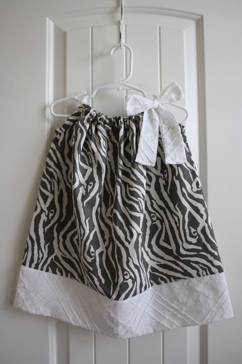 Zebra & Lace Pillowcase Dress Ready to Ship 2T