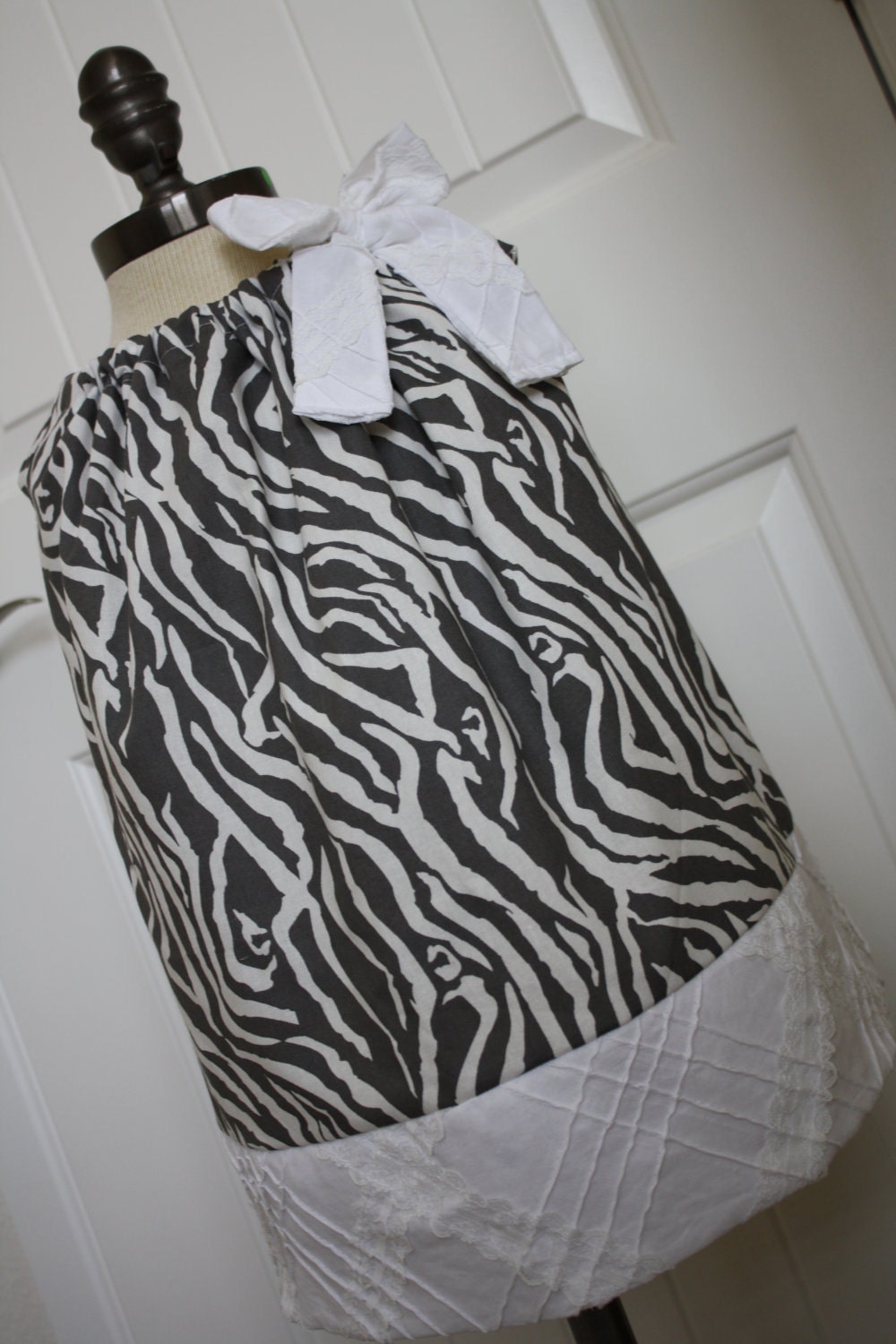 Zebra & Lace Pillowcase Dress Ready to Ship 2T