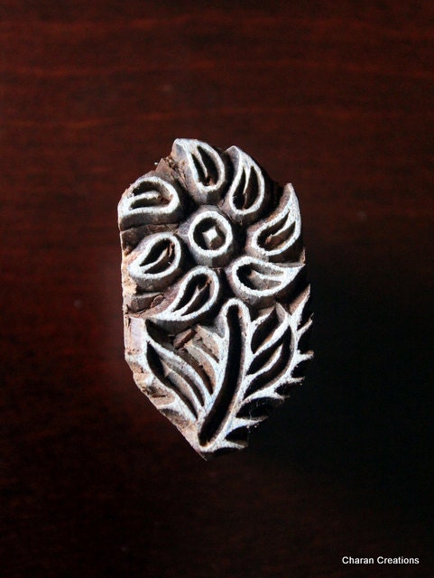 Hand Carved Indian Wood Textile Stamp Block- Flower Motif (ON SALE)